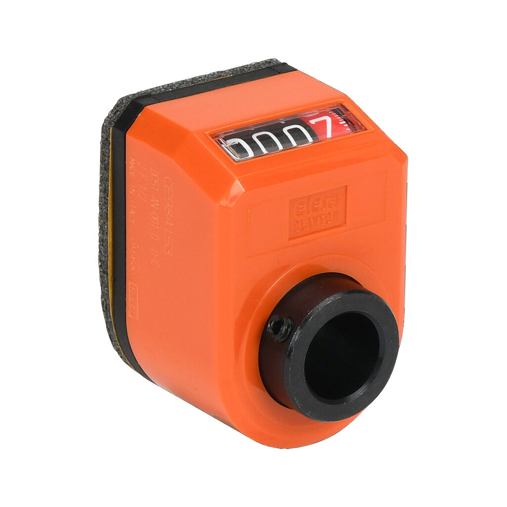 DD51-AN-001.0-D12 - Elesa position indicator, 4-digit mechanical, inclined upper, 001.0 counts per revolution, clockwise, 1/2in mounting hole size, IP65.
