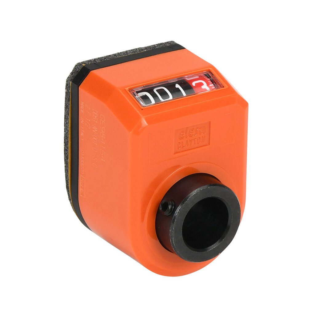 DD51-AN-001.0-S12 - Elesa position indicator, 4-digit mechanical, inclined upper, 001.0 counts per revolution, counter clockwise, 1/2in mounting hole size, IP65.