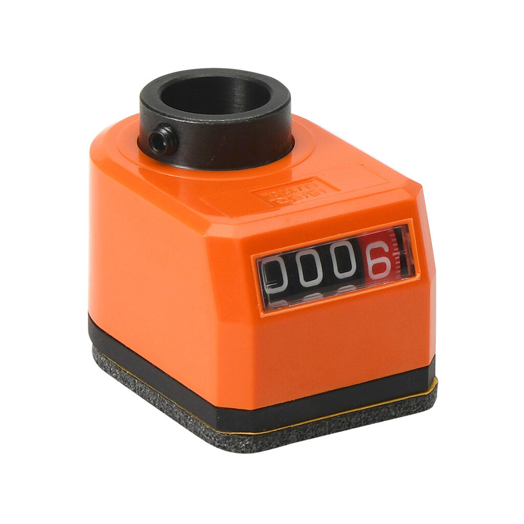 DD51-AR-001.0-D - Elesa position indicator, 4-digit mechanical, inclined lower, 001.0 counts per revolution, clockwise, 14mm mounting hole size, IP65.