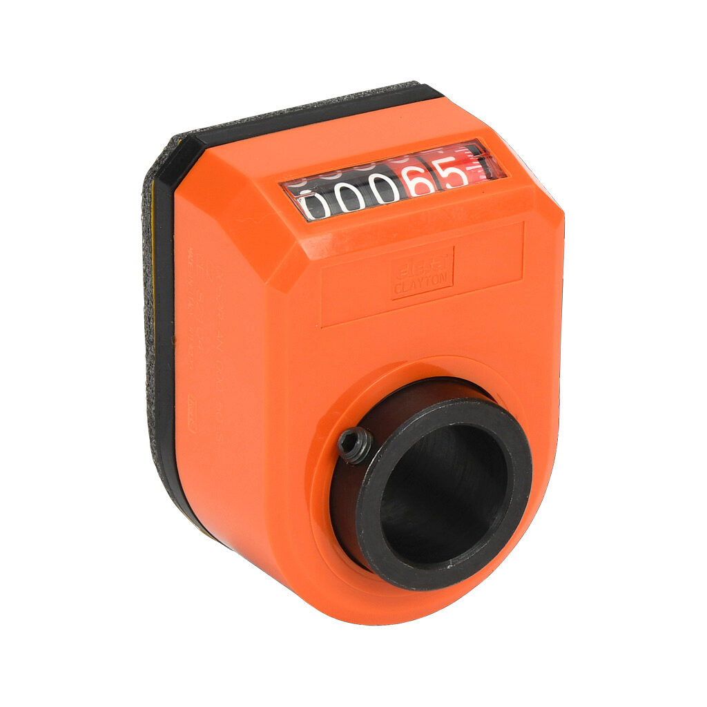 DD52R-AN-000.50-S - Elesa position indicator, 5-digit mechanical, inclined upper, 000.50 counts per revolution, counter clockwise, 20mm mounting hole size, IP65.