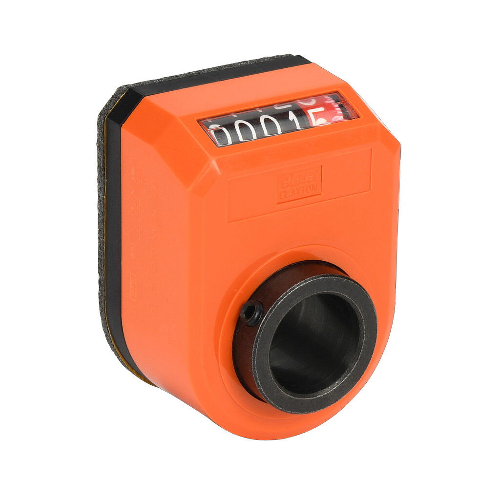 DD52R-AN-0001.0-D - Elesa position indicator, 5-digit mechanical, inclined upper, 0001.0 counts per revolution, clockwise, 20mm mounting hole size, IP65.