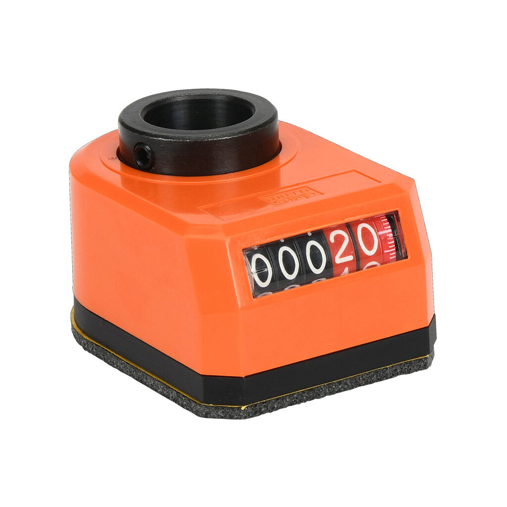 DD52R-AR-000.20-D34 - Elesa position indicator, 5-digit mechanical, inclined lower, 000.20 counts per revolution, clockwise, 3/4in mounting hole size, IP65.
