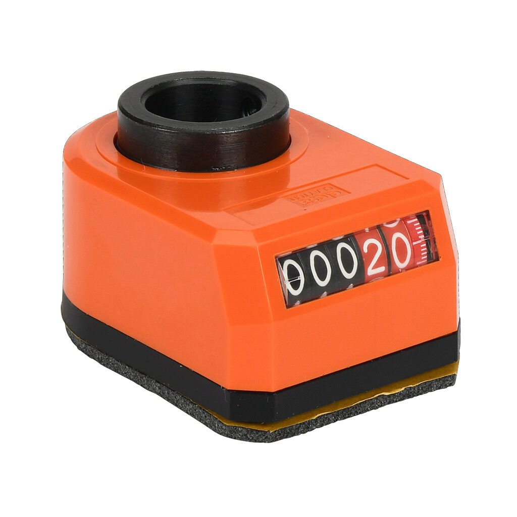 DD52R-AR-000.20-S34 - Elesa position indicator, 5-digit mechanical, inclined lower, 000.20 counts per revolution, counter clockwise, 3/4in mounting hole size, IP65.