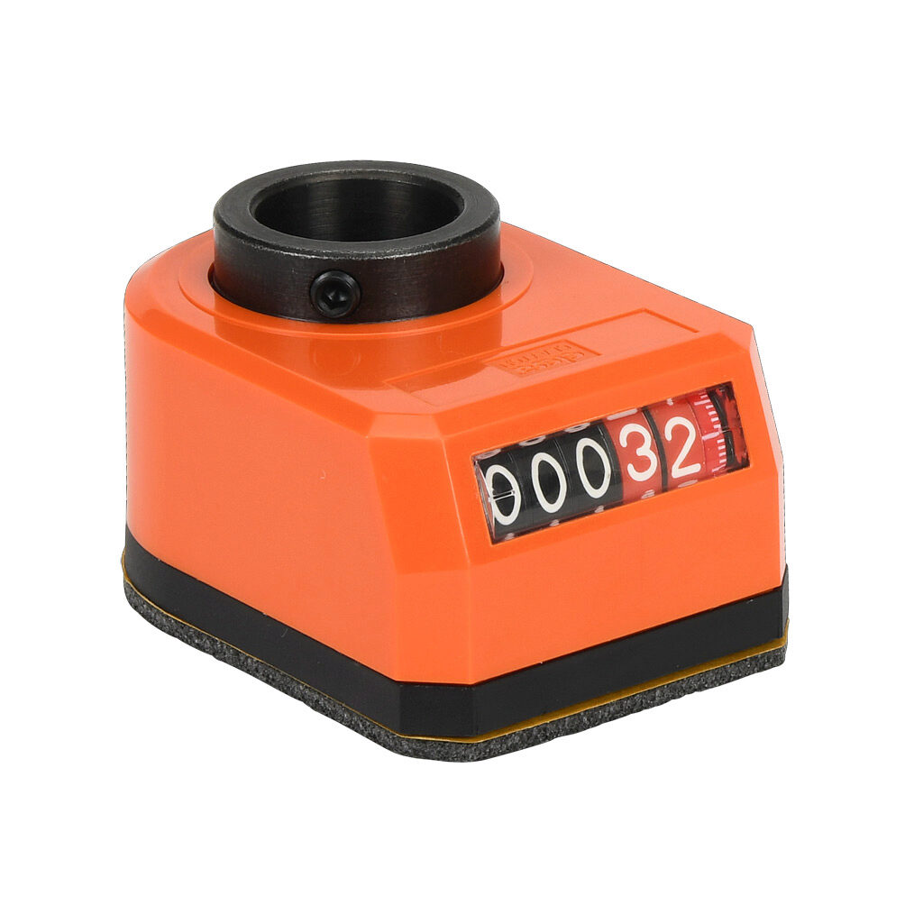 DD52R-AR-000.50-S - Elesa position indicator, 5-digit mechanical, inclined lower, 000.50 counts per revolution, counter clockwise, 20mm mounting hole size, IP65.