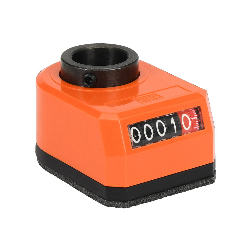 DD52R-AR-0001.0-D - Elesa position indicator, 5-digit mechanical, inclined lower, 0001.0 counts per revolution, clockwise, 20mm mounting hole size, IP65.