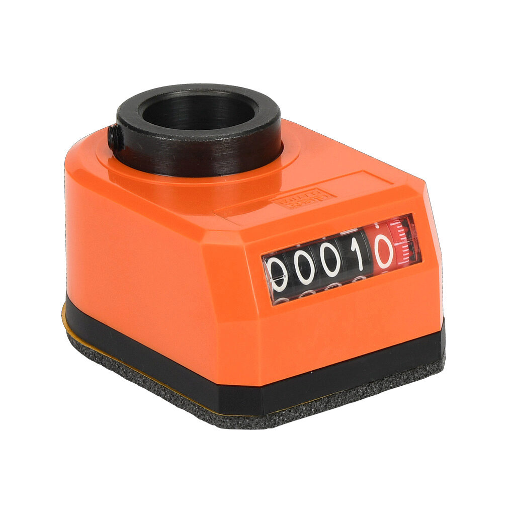 DD52R-AR-0001.0-D34 - Elesa position indicator, 5-digit mechanical, inclined lower, 0001.0 counts per revolution, clockwise, 3/4in mounting hole size, IP65.
