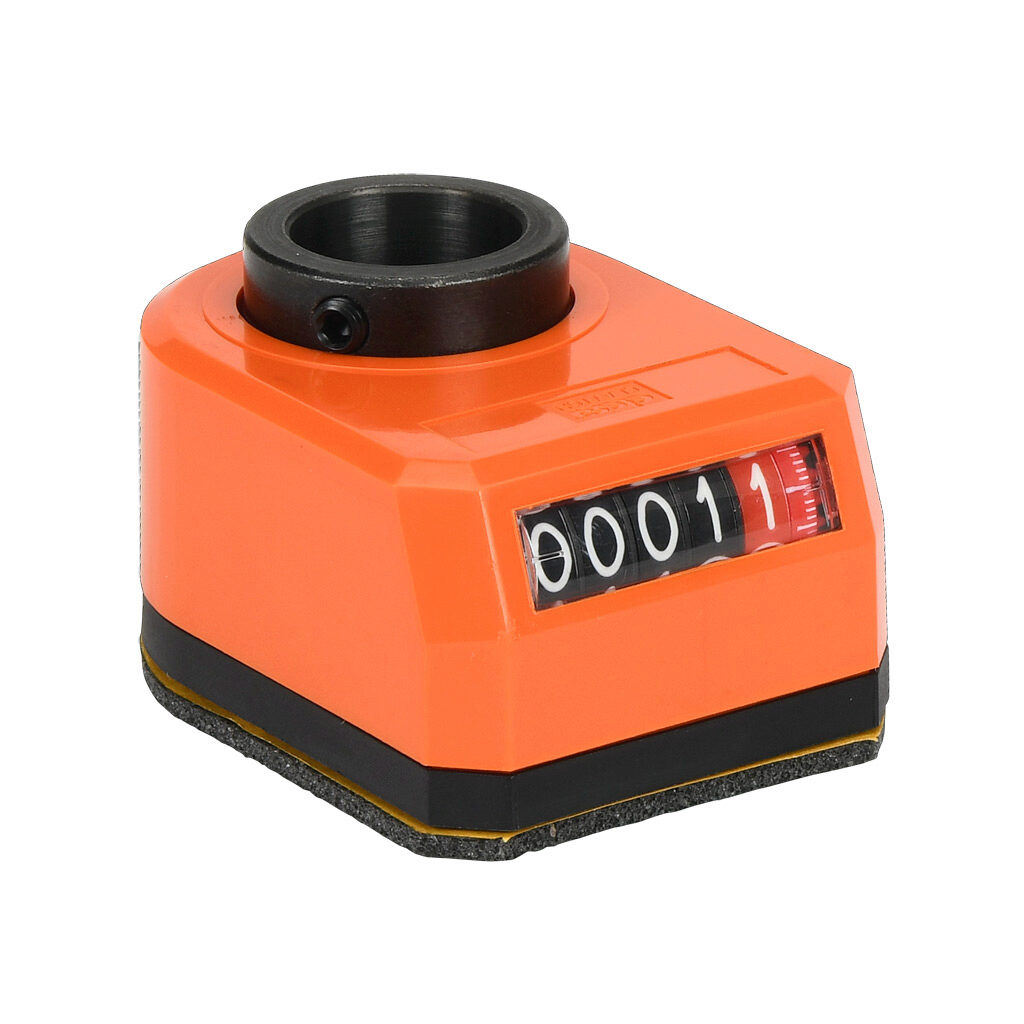 DD52R-AR-0001.0-S - Elesa position indicator, 5-digit mechanical, inclined lower, 0001.0 counts per revolution, counter clockwise, 20mm mounting hole size, IP65.