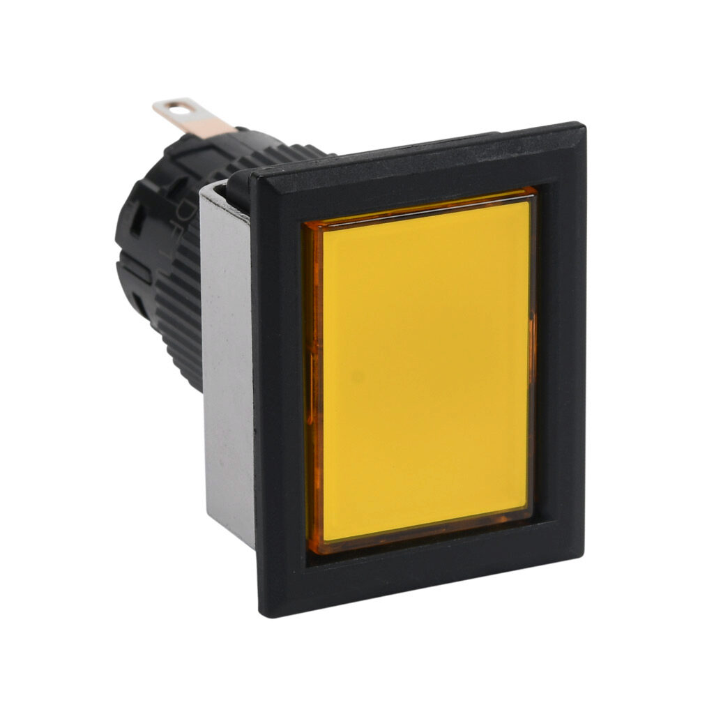 DF16F0N-E3Y - Fuji Electric LED indicating light, permanent light function, IP65, 16mm, yellow, 28mm, rectangular, plastic base, plastic bezel, 24 VAC/VDC, full voltage.