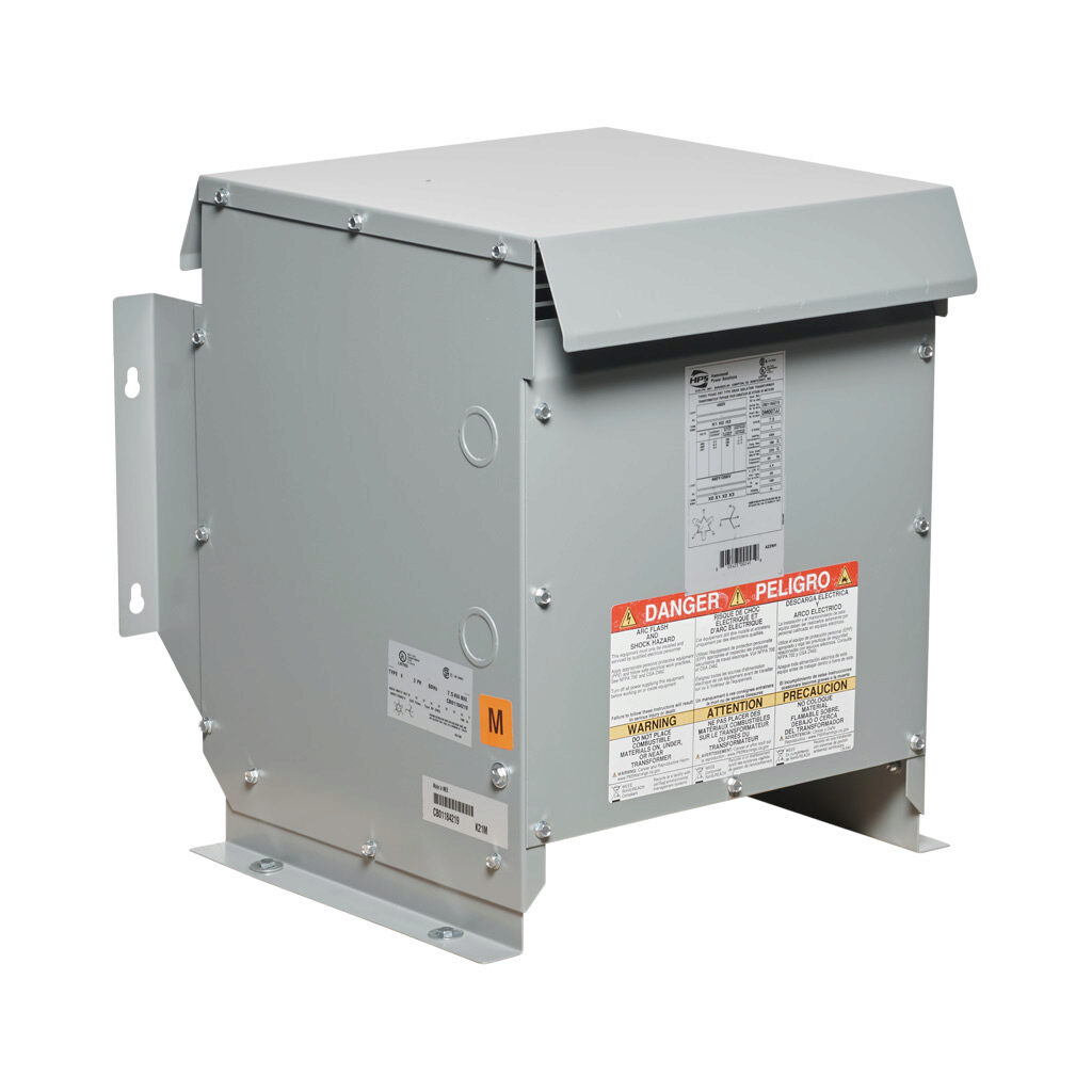 DM007JJ - Hammond drive isolation transformer, open core, 7.5 kVA, 3-phase, 460 VAC Delta, 460Y/266 VAC secondary, 60 Hz, NEMA 3R, floor, wall or ceiling mount.