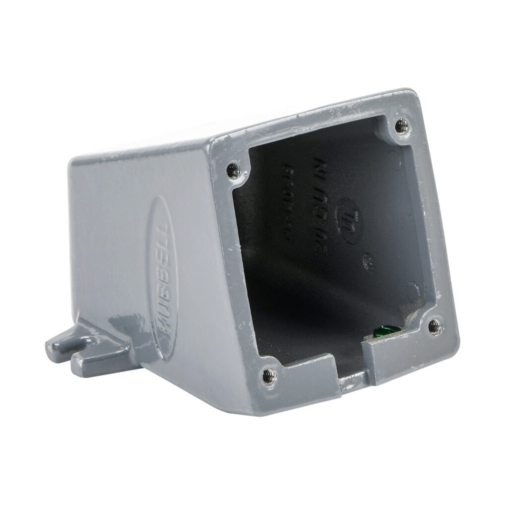 DM20301 - Bryant dead end direct mount back box, (1) 3/4in female NPT conduit entries, cast aluminum housing, gray. For use with Bryant 20A and 30A devices. Mounting hardware included.