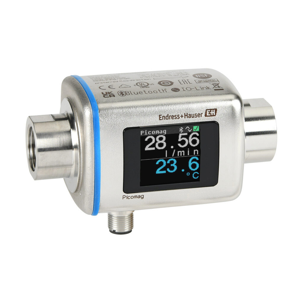 DMA15-AAACA1 - Endress+Hauser Picomag liquid flow meter, magnetic-inductive, 1/2in female NPT, 0 to 9.2 GPM, 14 to 158 deg F, +/- 3.436E10 liters, 20 to 30,000 µS/cm, Output: switch, pulse, analog, discrete input, IO-Link, Output 2: switch, analog...