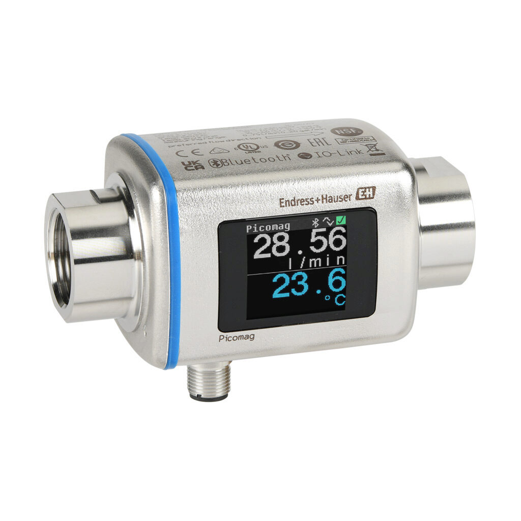 DMA20-AAACA1 - Endress+Hauser Picomag liquid flow meter, magnetic-inductive, 3/4in female NPT, 0 to 19.8 GPM, 14 to 158 deg F, +/- 3.436E10 liters, 20 to 30,000 µS/cm, Output: switch, pulse, analog, discrete input, IO-Link, Output 2: switch, analo...