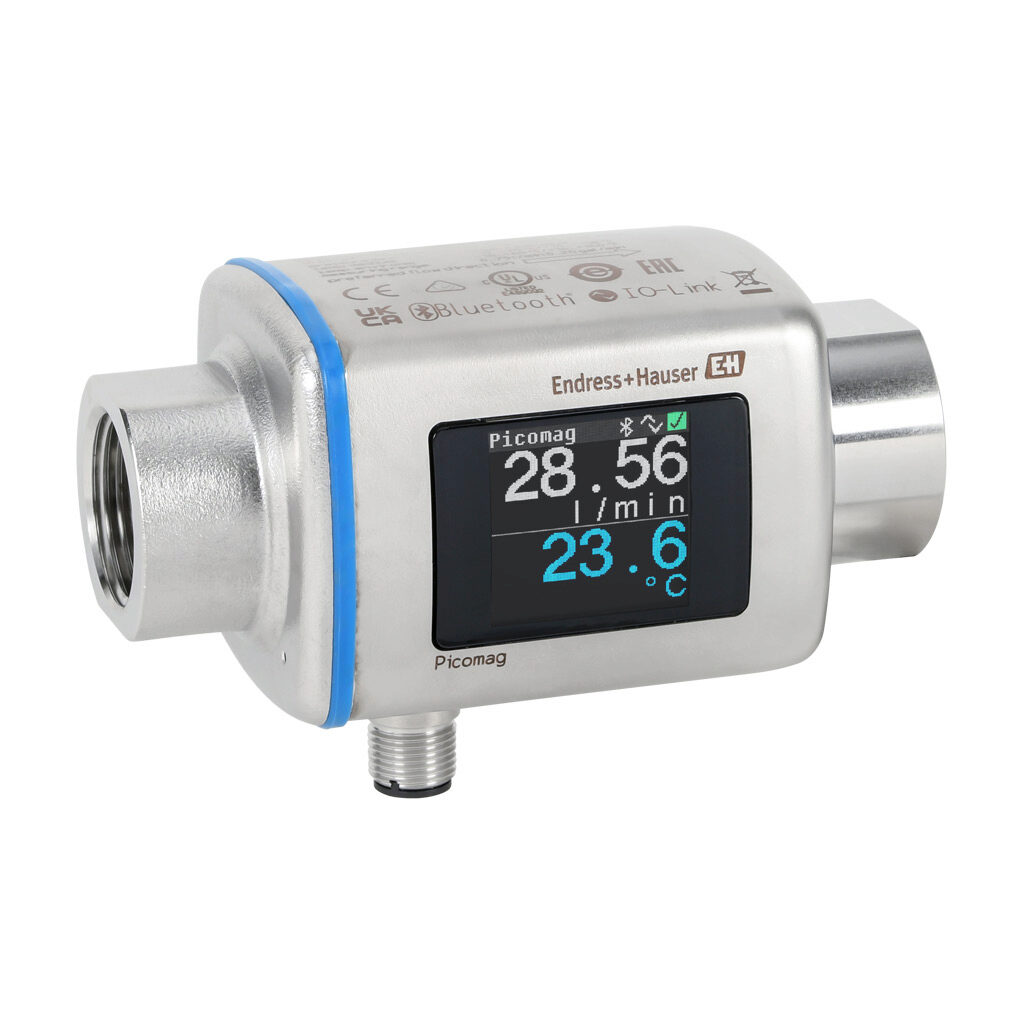 DMA20-AAADA1 - Endress+Hauser Picomag liquid flow meter, magnetic-inductive, 3/4in female NPT, 0 to 19.8 GPM, 14 to 158 deg F, +/- 3.436E10 liters, 20 to 30,000 µS/cm, Output: switch, pulse, analog, discrete input, IO-Link, Output 2: switch, analo...
