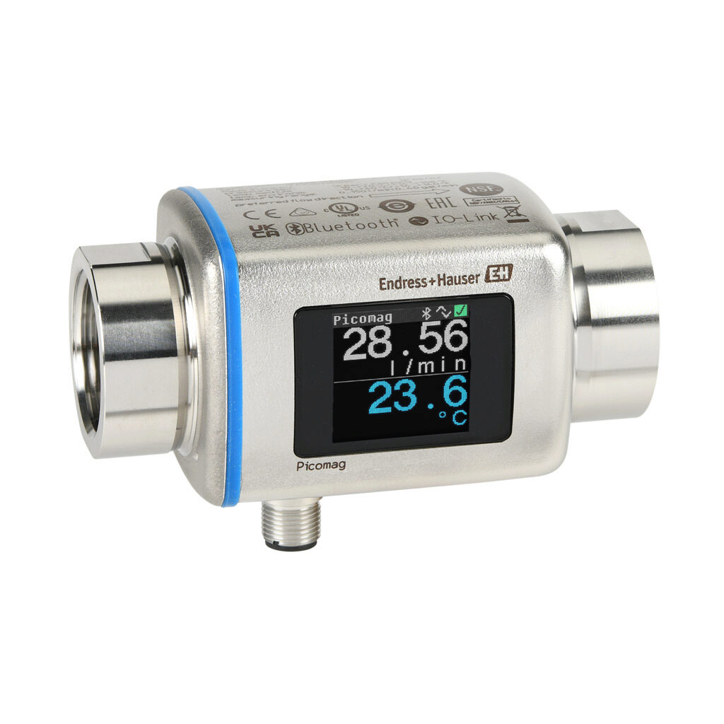 DMA25-AAACA1 - Endress+Hauser Picomag liquid flow meter, magnetic-inductive, 1in female NPT, 0 to 39.6 GPM, 14 to 158 deg F, +/- 3.436E10 liters, 20 to 30,000 µS/cm, Output: switch, pulse, analog, discrete input, IO-Link, Output 2: switch, analog,...