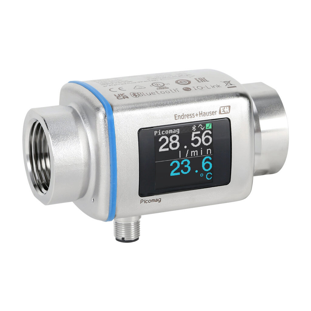 DMA25-AAADA1 - Endress+Hauser Picomag liquid flow meter, magnetic-inductive, 1in female NPT, 0 to 39.6 GPM, 14 to 158 deg F, +/- 3.436E10 liters, 20 to 30,000 µS/cm, Output: switch, pulse, analog, discrete input, IO-Link, Output 2: switch, analog,...