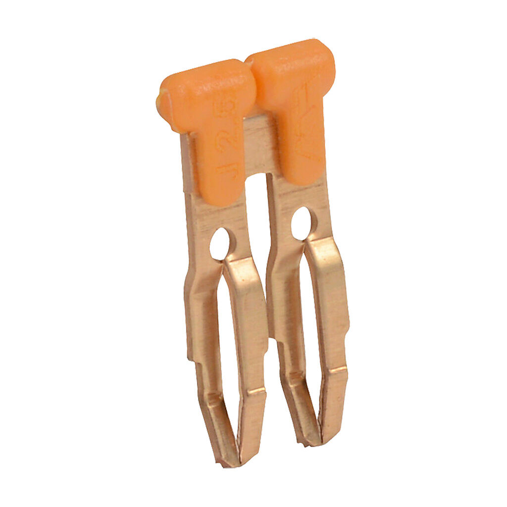 DN-2J2YMN - DINnector terminal block jumper, push-in type, 2-pole, orange, 25A, 600V rated (UL). Package of 25. For use with multiple terminal blocks.