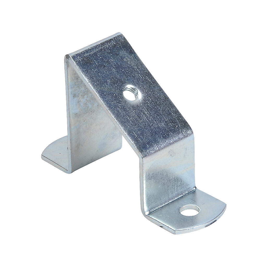 DN-ASB2-10 - AutomationDirect angled DIN rail support bracket, 50mm, zinc plated steel. Package of 10. For use with 35mm DIN rail. M6 mounting screws included.