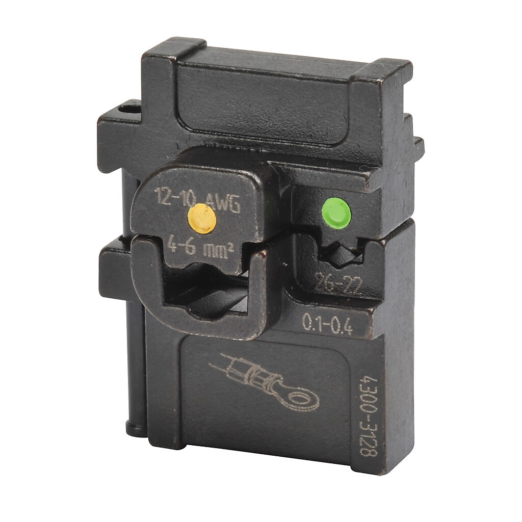 DN-CT-D1 - AutomationDirect die set, 26-22 AWG or 12-10 AWG capacity, compatible with insulated terminals and splices. For use with DN-CT series wire crimping tool. Purchase DN-CT-HDL handle separately.