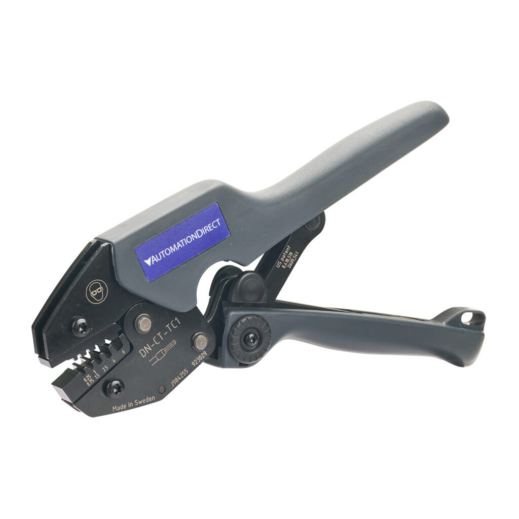 DN-CT-TC1 - AutomationDirect wire crimping tool, trapezoidal profile, 24-10 AWG capacity, compatible with insulated and non-insulated wire ferrules.