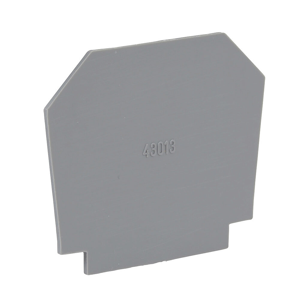 DN-EC4MN - DINnector terminal block end cover, gray. Package of 10. For use with DN-T4 series terminal blocks.
