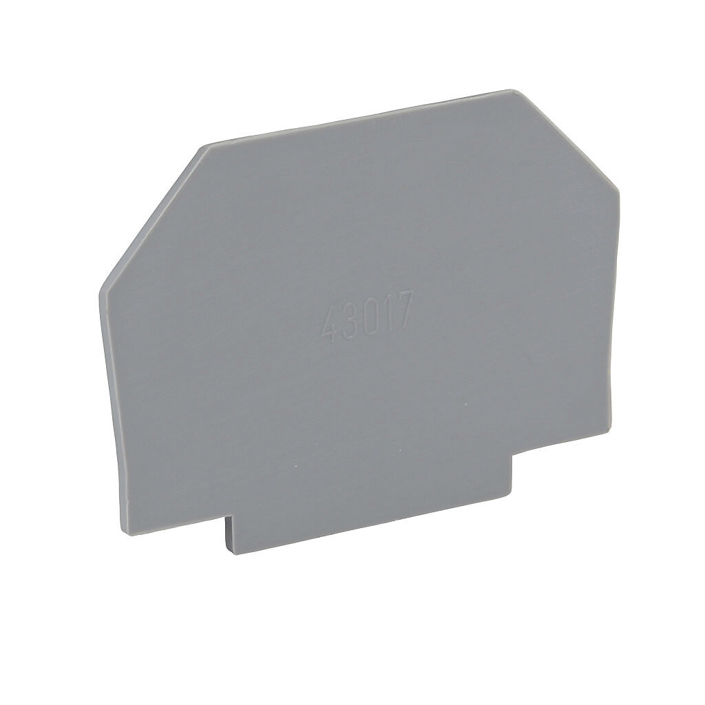 DN-ECKBDMN - DINnector terminal block end cover, gray. Package of 10. For use with DN-KBD12 series terminal blocks.