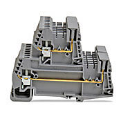 DN-EMXDV - DINnector screw plug-in double-level feedthrough terminal block, accepts wire size 24-12 AWG, gray, 12A, 35mm DIN rail mount, 10kA SCCR. Package of 32.