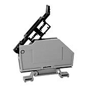 DN-F10 - DINnector screw circuit protection terminal block, accepts wire size 24-10 AWG, gray, 6.3A, 35mm DIN rail mount, 10kA SCCR. Package of 50. For use with GMA, GMC, S500 and S506 series fuses.