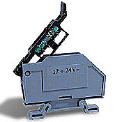 DN-F10L24 - DINnector screw circuit protection terminal block, blown fuse indicator, accepts wire size 24-10 AWG, gray, 6.3A, 24 VAC/VDC LED indicator(s), 35mm DIN rail mount, 10kA SCCR. Package of 10. For use with GMA, GMC, S500 and S506 series f...