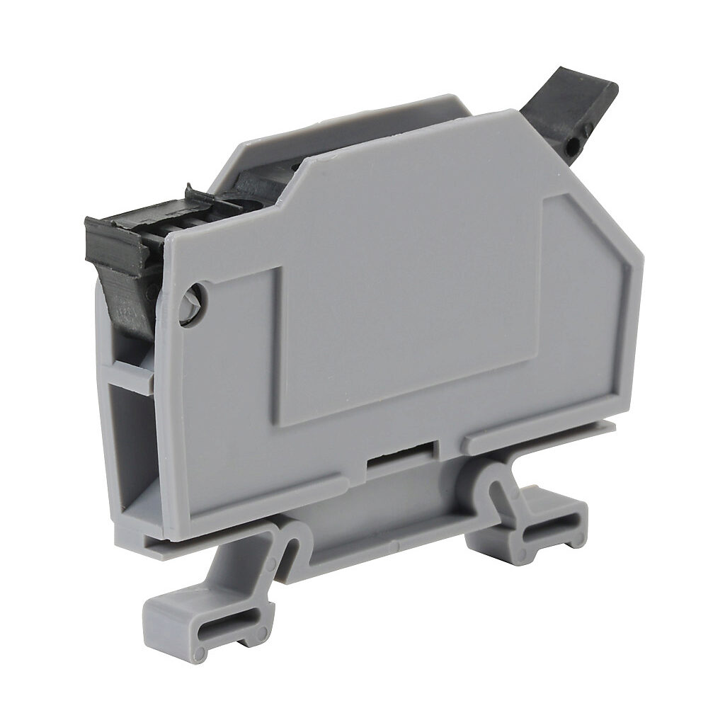 DN-F10MN - DINnector screw circuit protection terminal block, accepts wire size 24-10 AWG, gray, 6.3A, 35mm DIN rail mount, 10kA SCCR. Package of 10. For use with GMA, GMC, S500 and S506 series fuses.