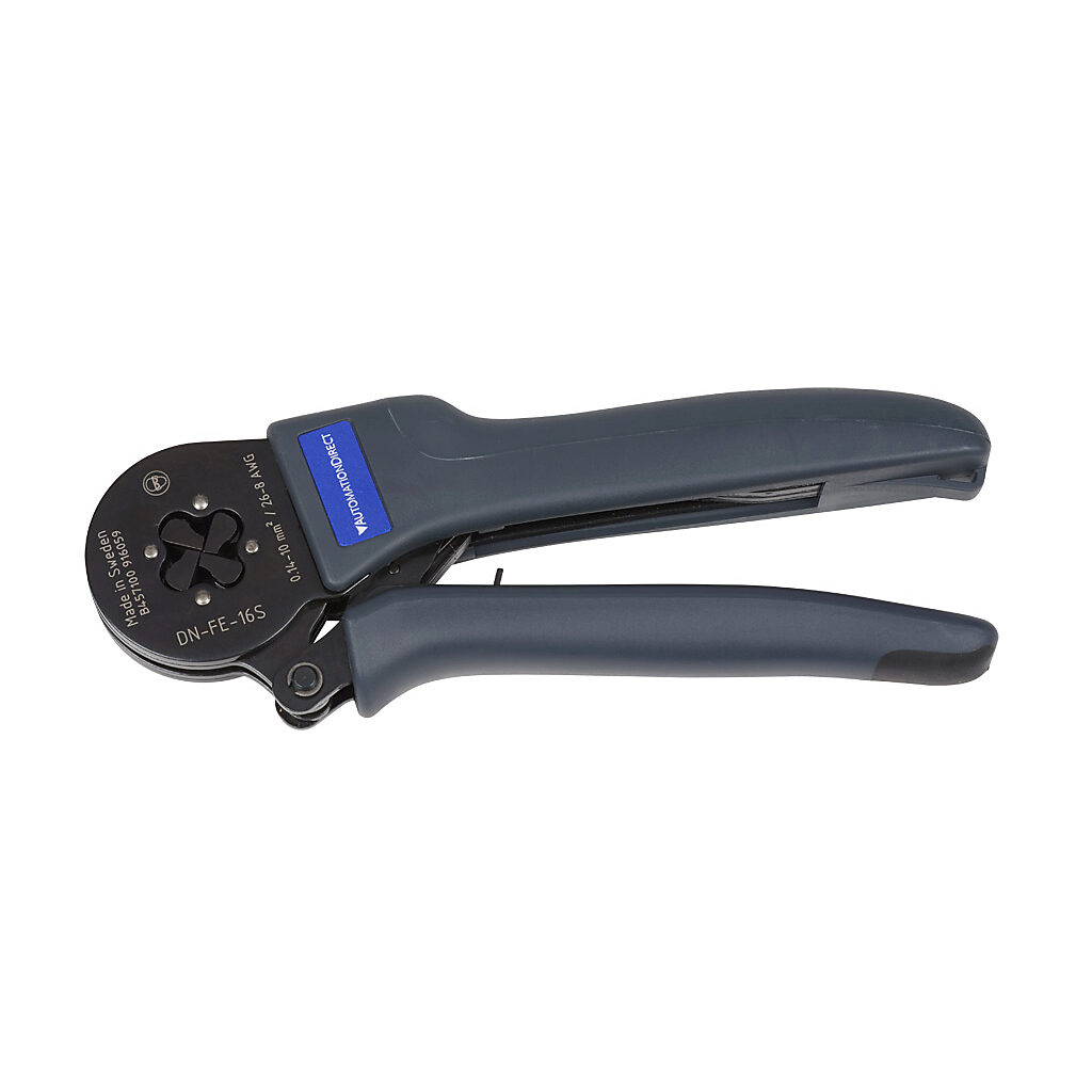 DN-FE-16S - AutomationDirect wire crimping tool, self-adjusting, square profile, 26-8 AWG capacity, compatible with insulated and non-insulated wire ferrules.