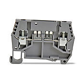DN-FE2 - DINnector screw circuit protection terminal block, accepts wire size 24-12 AWG, gray. Package of 50. 20A when used as a disconnect; 10A when used with a DN-SUPP-nn.