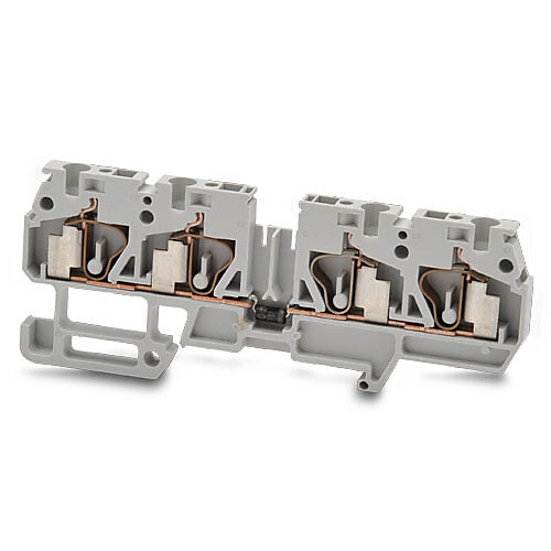DN-Q12-2-2D2-A - DINnector screwless common point single-level feedthrough terminal block, diode, accepts wire size 24-12 AWG, gray, 20A, 35mm DIN rail mount, 10kA SCCR. Package of 10.