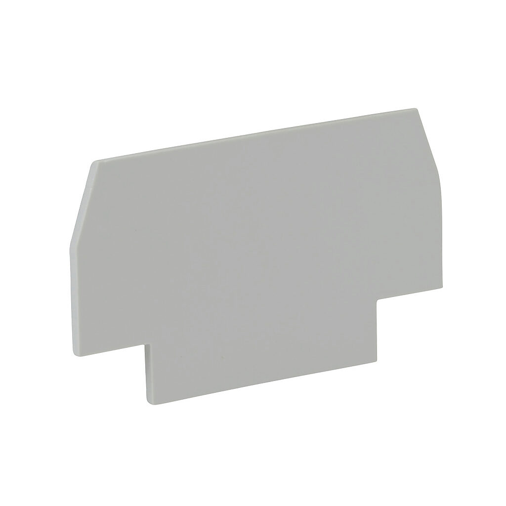 DN-QEC12MN - DINnector terminal block end cover, gray. Package of 10. For use with DN-Q12-A or DN-QG12 series terminal blocks.