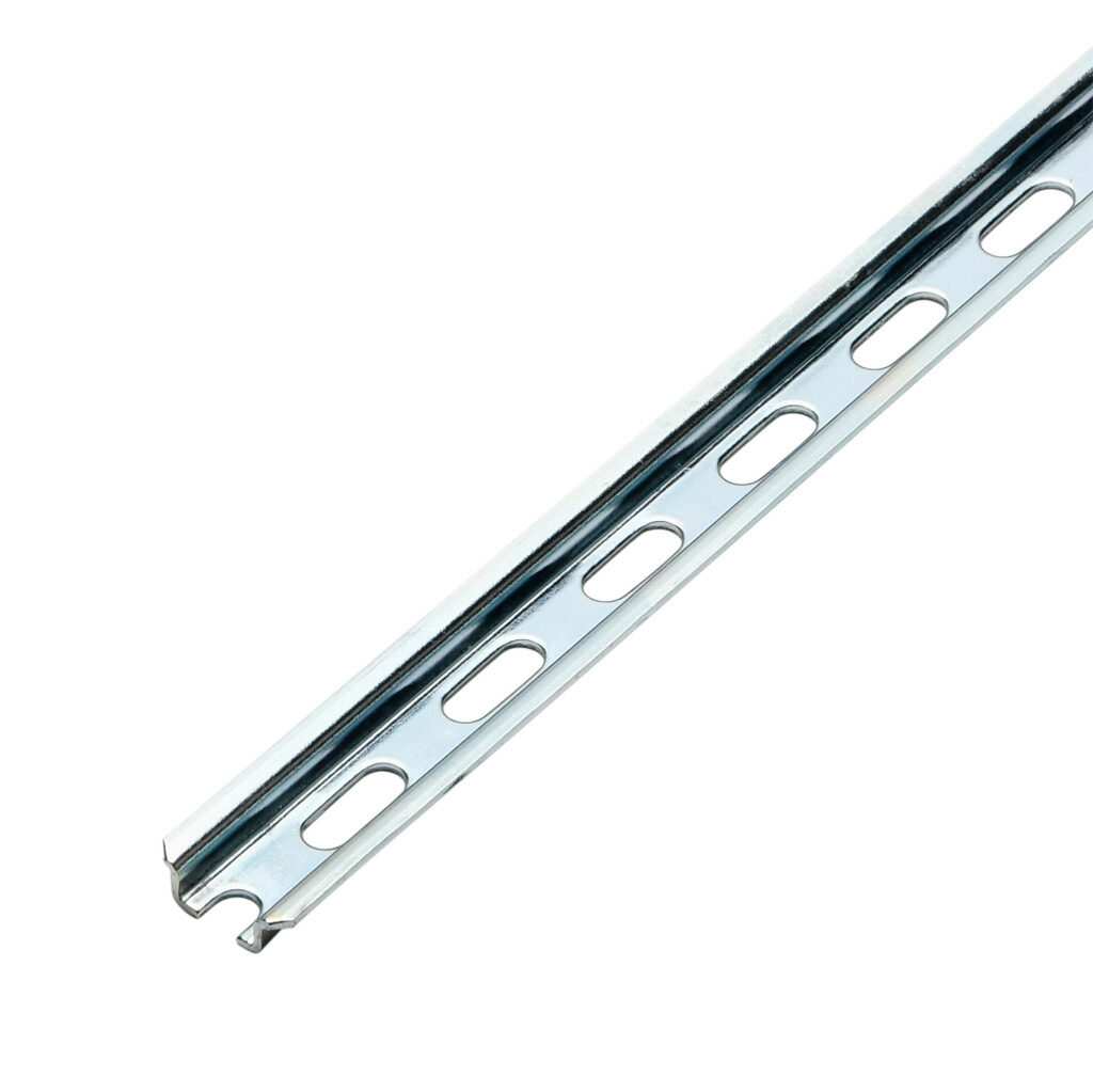 DN-R15S1-2 - DINnector DIN rail, slotted, 15mm width, 5.5mm height, 1m (39.37in) length, plated steel. Package of 2.