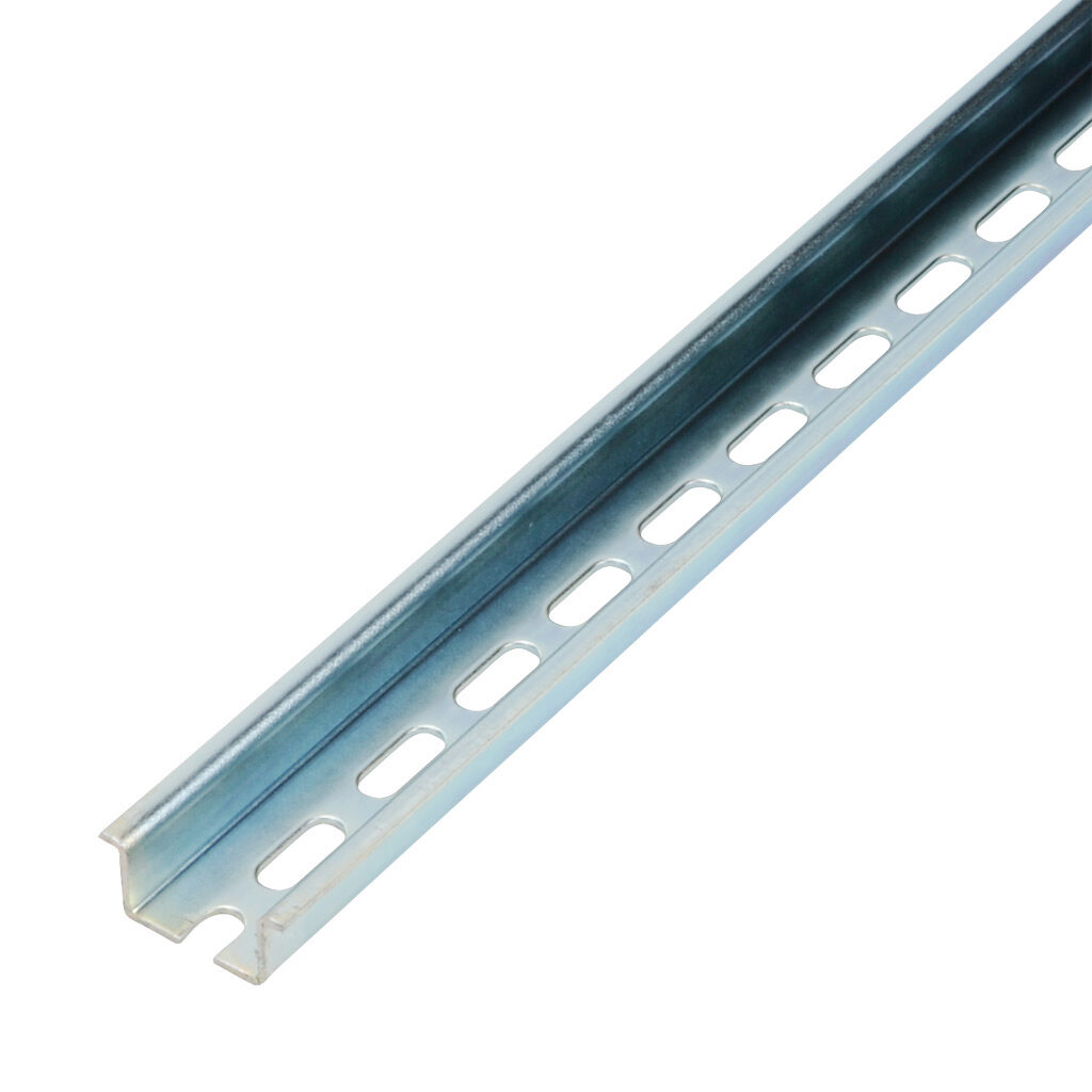 DN-R35HS1 - DINnector DIN rail, slotted, 35mm width, 15mm height, 1m (39.37in) length, plated steel. Package of 10.