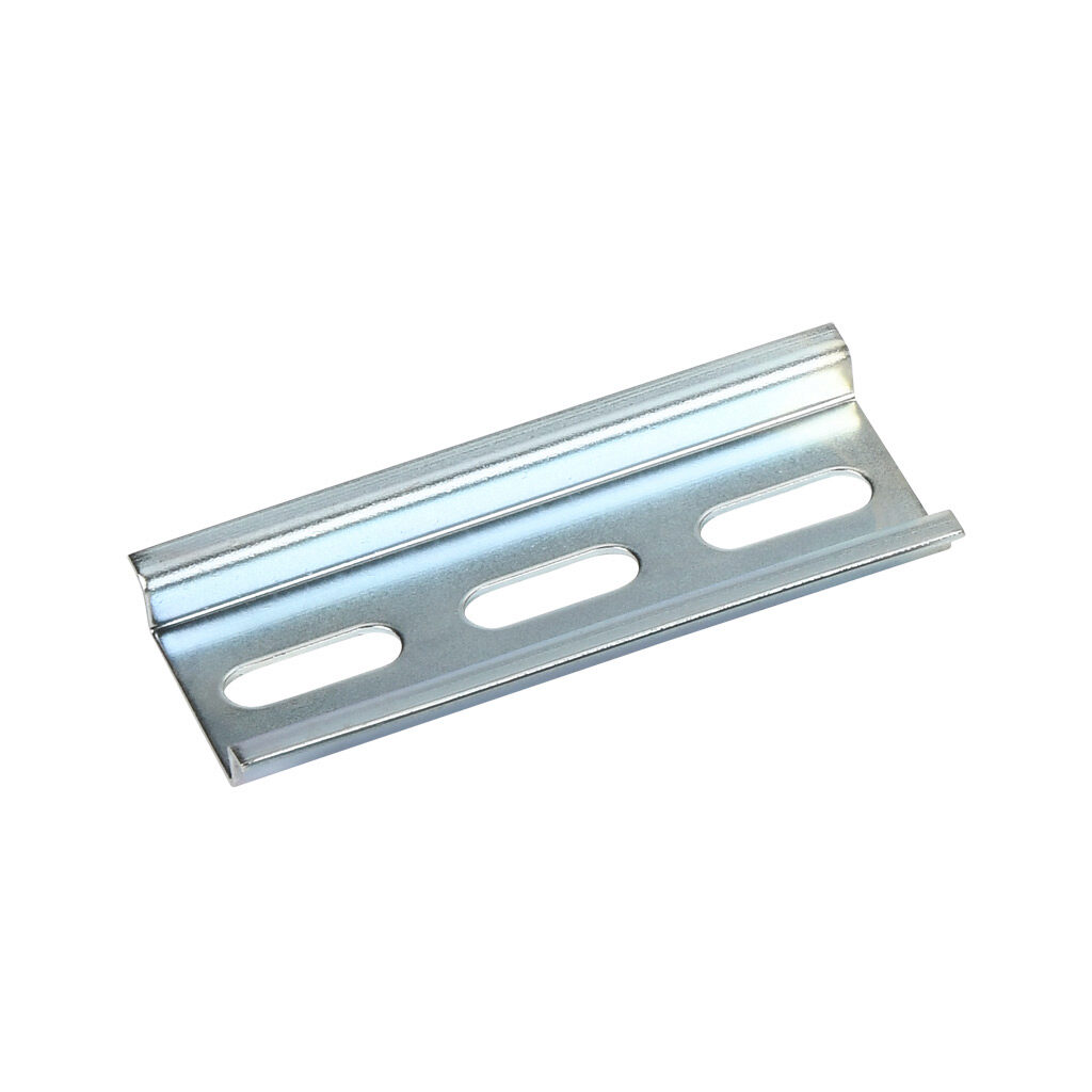 DN-R35S-075-4 - DINnector DIN rail, slotted, 35mm width, 7.5mm height, 75mm (2.95in) length, plated steel. Package of 4.