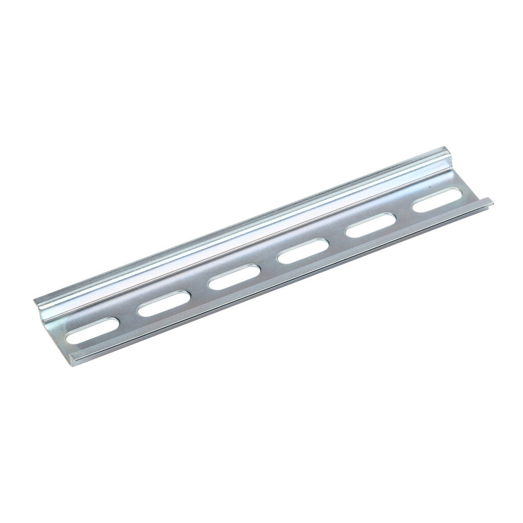 DN-R35S-150-4 - DINnector DIN rail, slotted, 35mm width, 7.5mm height, 150mm (5.91in) length, plated steel. Package of 4.