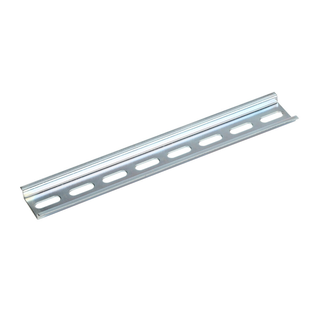 DN-R35S-200-4 - DINnector DIN rail, slotted, 35mm width, 7.5mm height, 200mm (7.87in) length, plated steel. Package of 4.