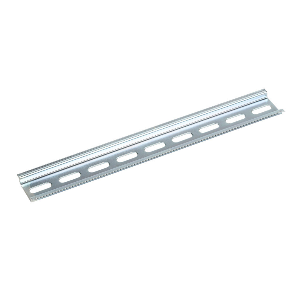 DN-R35S-225-4 - DINnector DIN rail, slotted, 35mm width, 7.5mm height, 225mm (8.86in) length, plated steel. Package of 4.