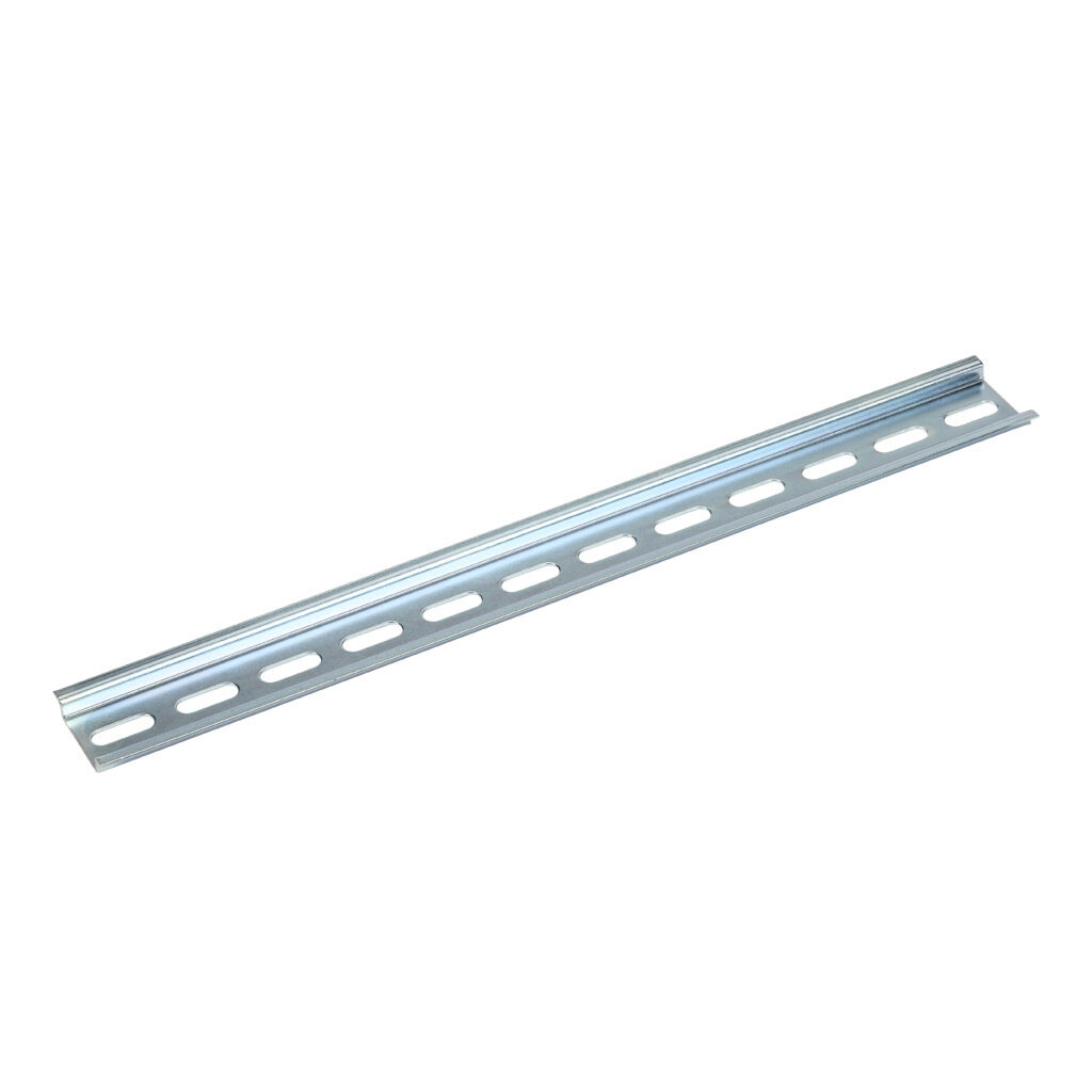 DN-R35S-300-4 - DINnector DIN rail, slotted, 35mm width, 7.5mm height, 300mm (11.81in) length, plated steel. Package of 4.