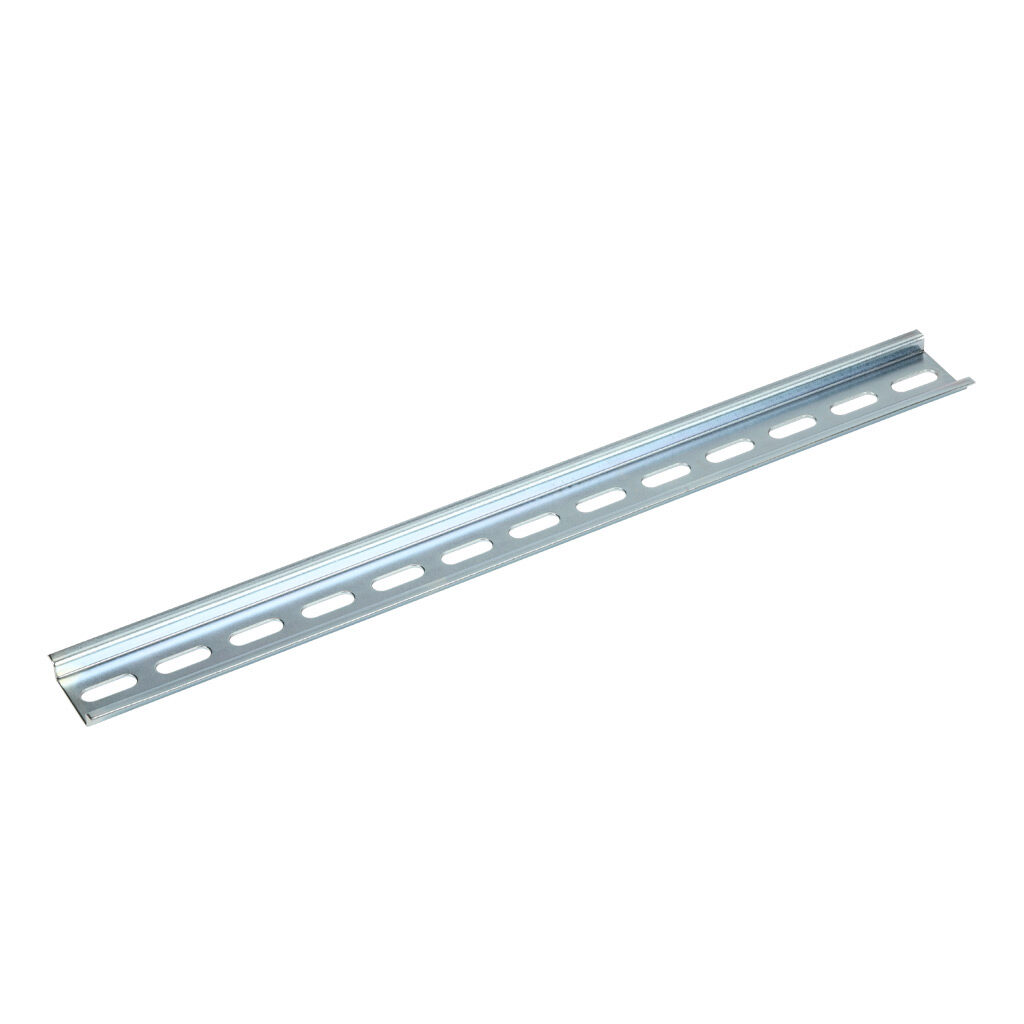 DN-R35S-325-4 - DINnector DIN rail, slotted, 35mm width, 7.5mm height, 325mm (12.80in) length, plated steel. Package of 4.
