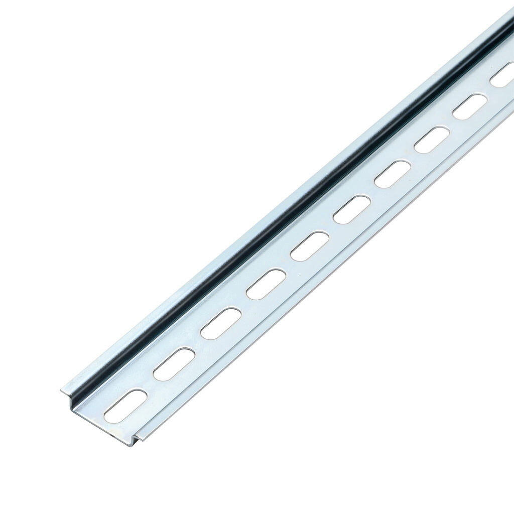 DN-R35S1-2 - DINnector DIN rail, slotted, 35mm width, 7.5mm height, 1m (39.37in) length, plated steel. Package of 2.