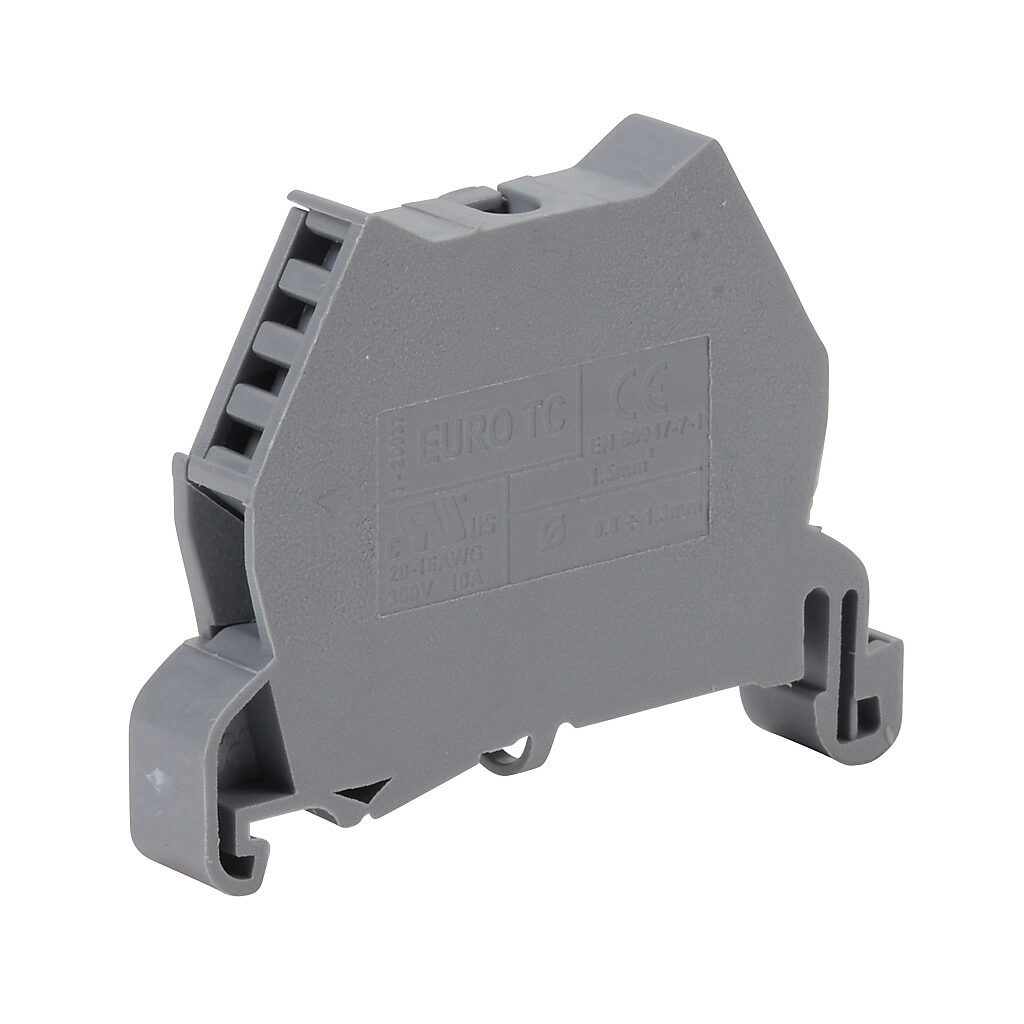 DN-THERM2MN - DINnector screw thermocouple terminal block, accepts wire size 20-16 AWG, gray, 35mm DIN rail mount, 10kA SCCR. Package of 10.