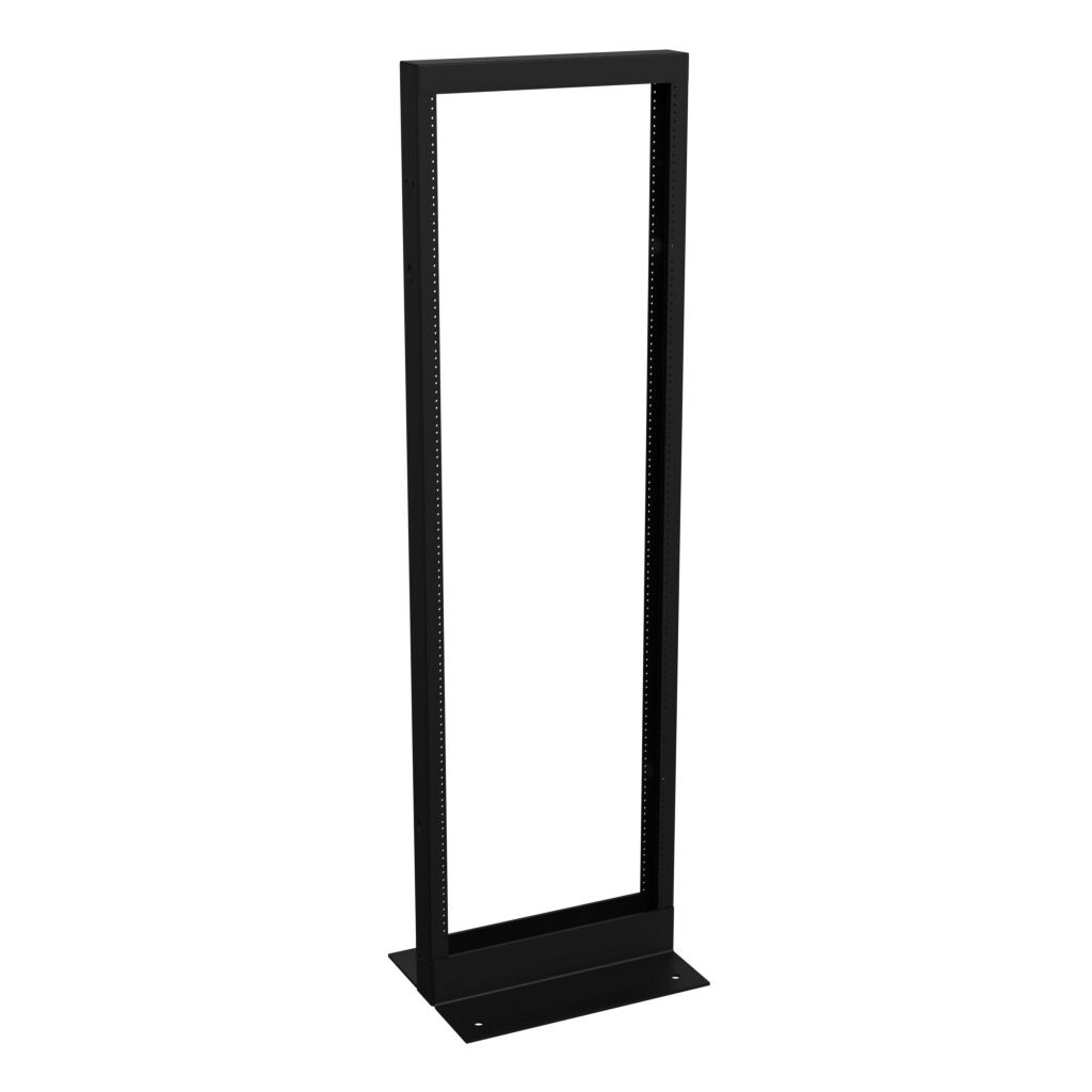 DNRR63HDW - Hammond 2-post rack, 36U, 19in rack width, 1500lb capacity, carbon steel, black, powder coat finish.