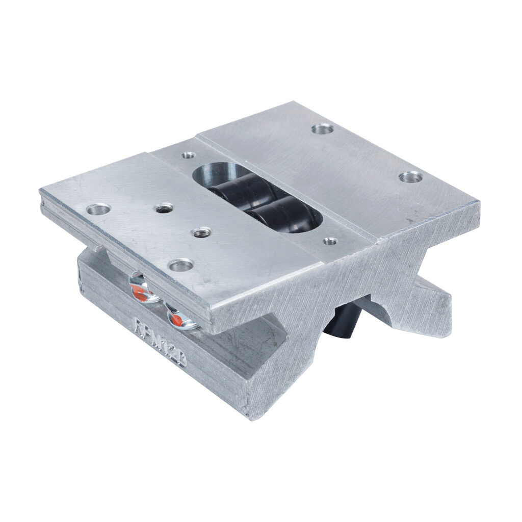 DPB-12-OPN - PBC DPB series double roller pillow block, cam follower bearing, 2.62in overall length, steel, 3/4in inside diameter, aluminum housing, adjustable running clearance. For use with 3/4in diameter PBC shafts.