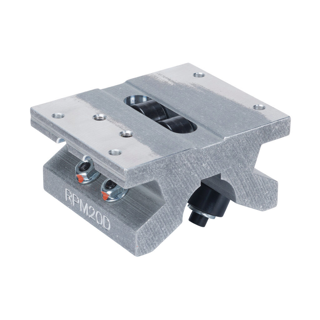 DPB-20-OPN - PBC DPB series double roller pillow block, cam follower bearing, 3.37in overall length, steel, 1-1/4in inside diameter, aluminum housing, adjustable running clearance. For use with 1-1/4in diameter PBC shafts.