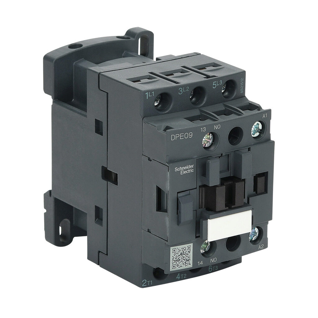 DPE09G7 - Schneider Electric Easy TeSys series IEC contactor, 9A, (3) N.O. power poles, (1) N.O. auxiliary contacts, 120 VAC (50/60Hz) coil voltage.