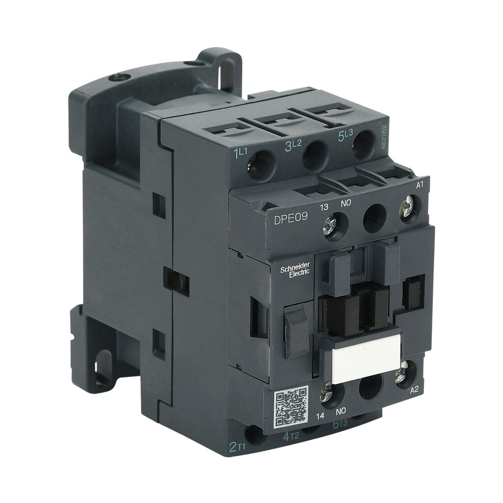 DPE09U7 - Schneider Electric Easy TeSys series IEC contactor, 9A, (3) N.O. power poles, (1) N.O. auxiliary contacts, 240 VAC (50/60Hz) coil voltage.