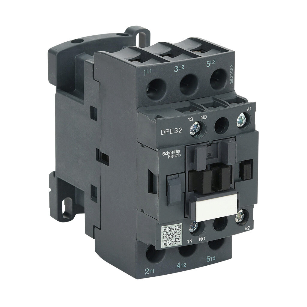 DPE32B7 - Schneider Electric Easy TeSys series IEC contactor, 32A, (3) N.O. power poles, (1) N.O. auxiliary contacts, 24 VAC (50/60Hz) coil voltage.
