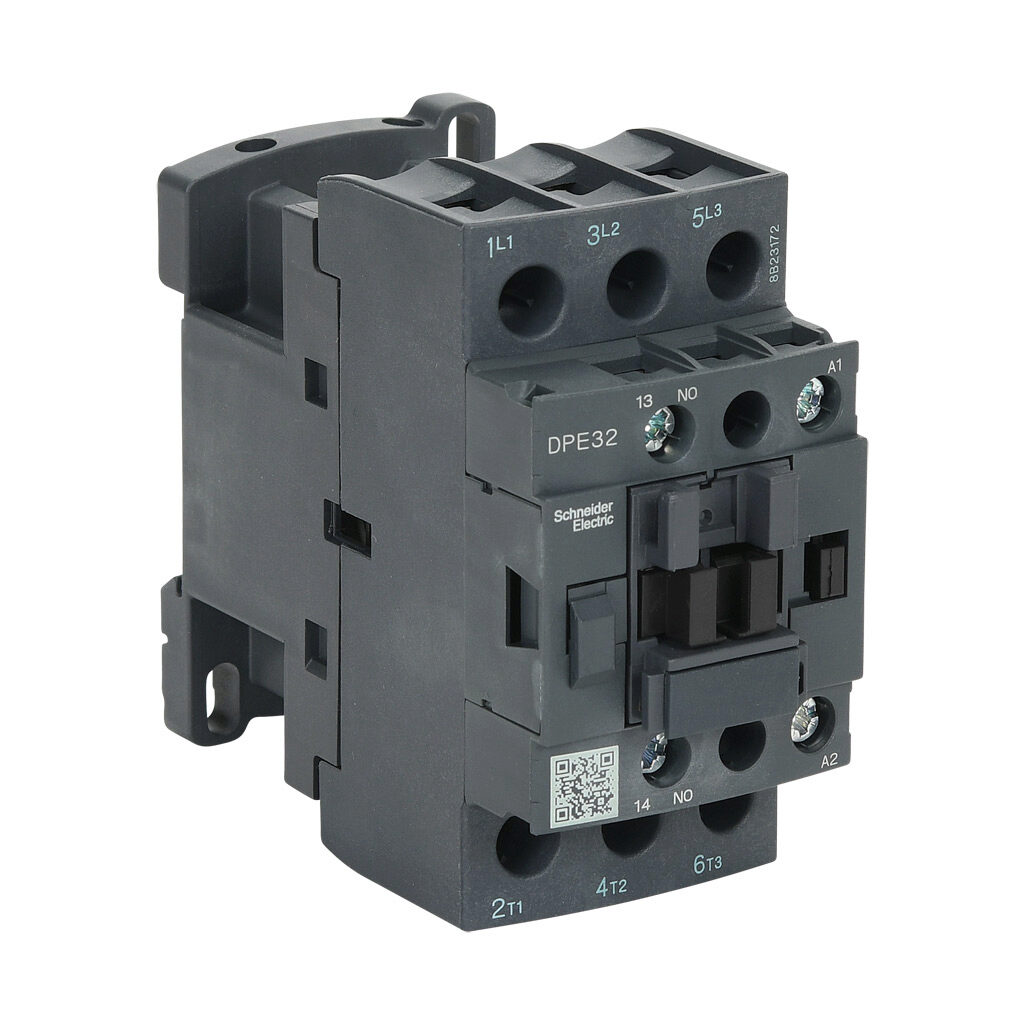 DPE32U7 - Schneider Electric Easy TeSys series IEC contactor, 32A, (3) N.O. power poles, (1) N.O. auxiliary contacts, 240 VAC (50/60Hz) coil voltage.
